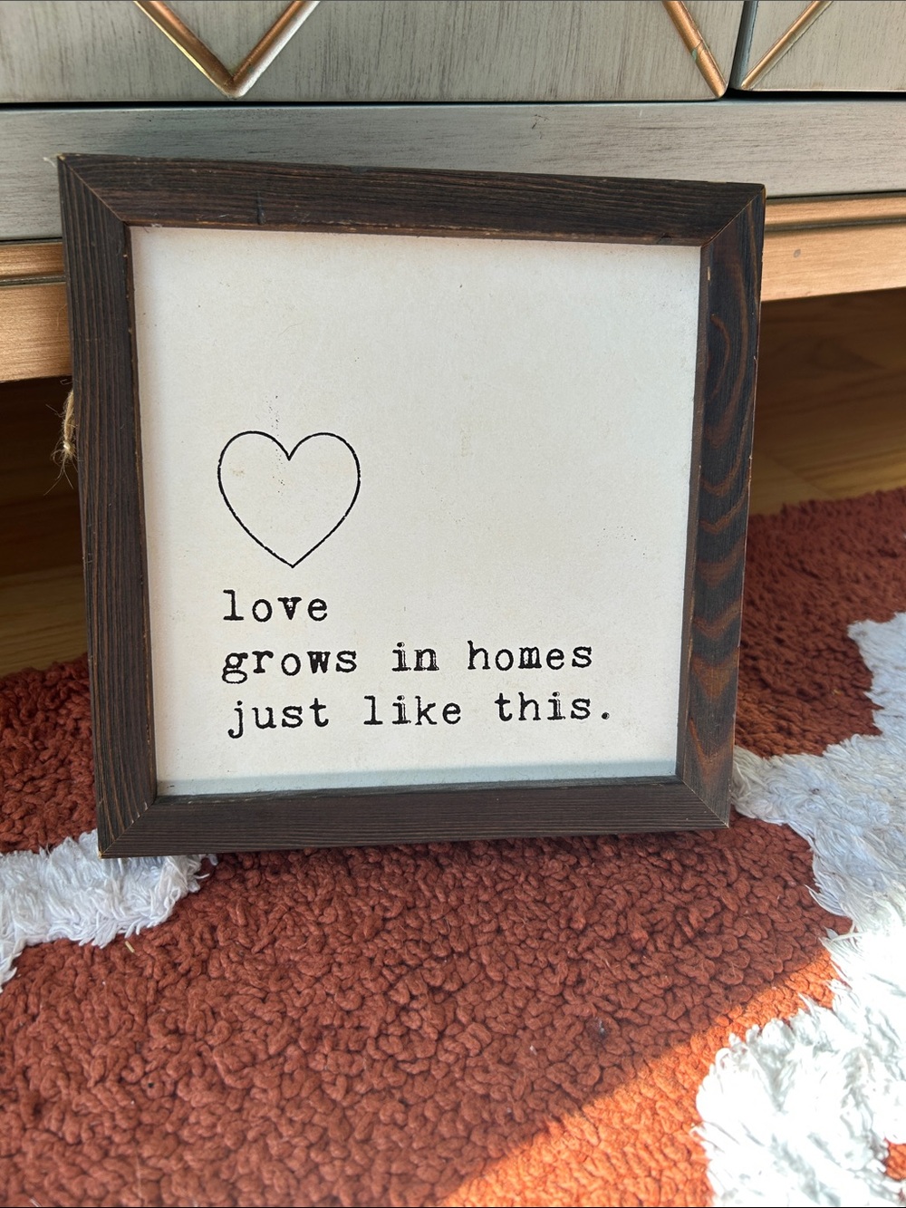 Rustic Brown Framed Sign - "Love Grows in Homes Just Like This"